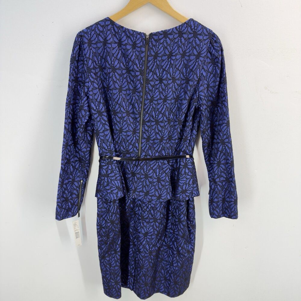 NEW ANTONIO MELANI Blue And Black Lace Peplum Midi Dress - Picture 9 of 17